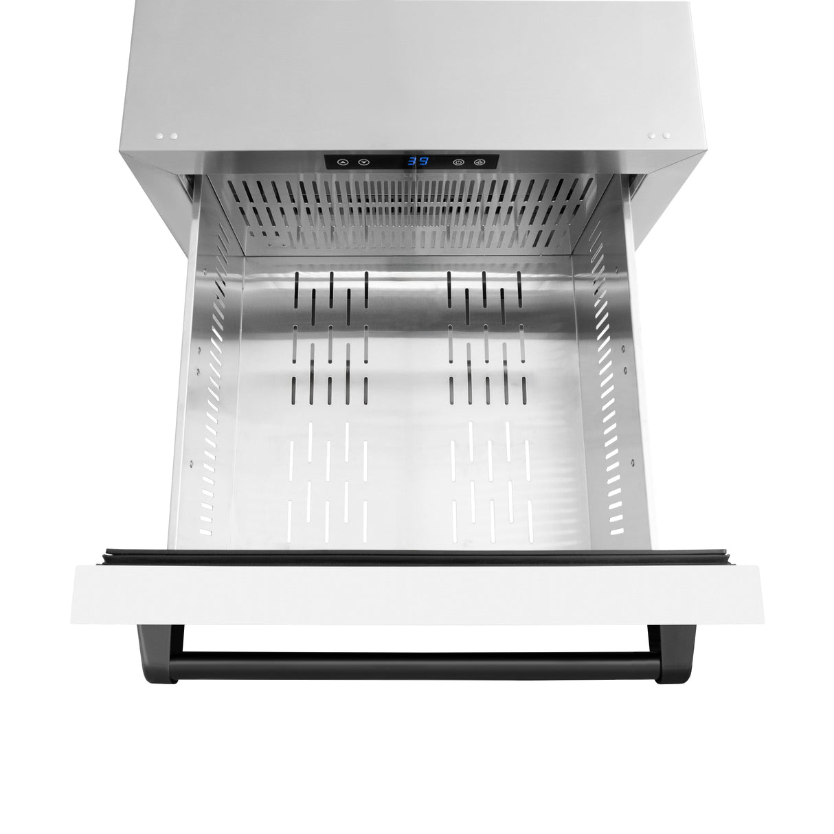 ZLINE Autograph Edition 24 in. Touchstone 168 Can Outdoor-Rated Dual Refrigerator Drawer with White Matte Doors and Matte Black Handles (RDSOZ-WM-24-MB)