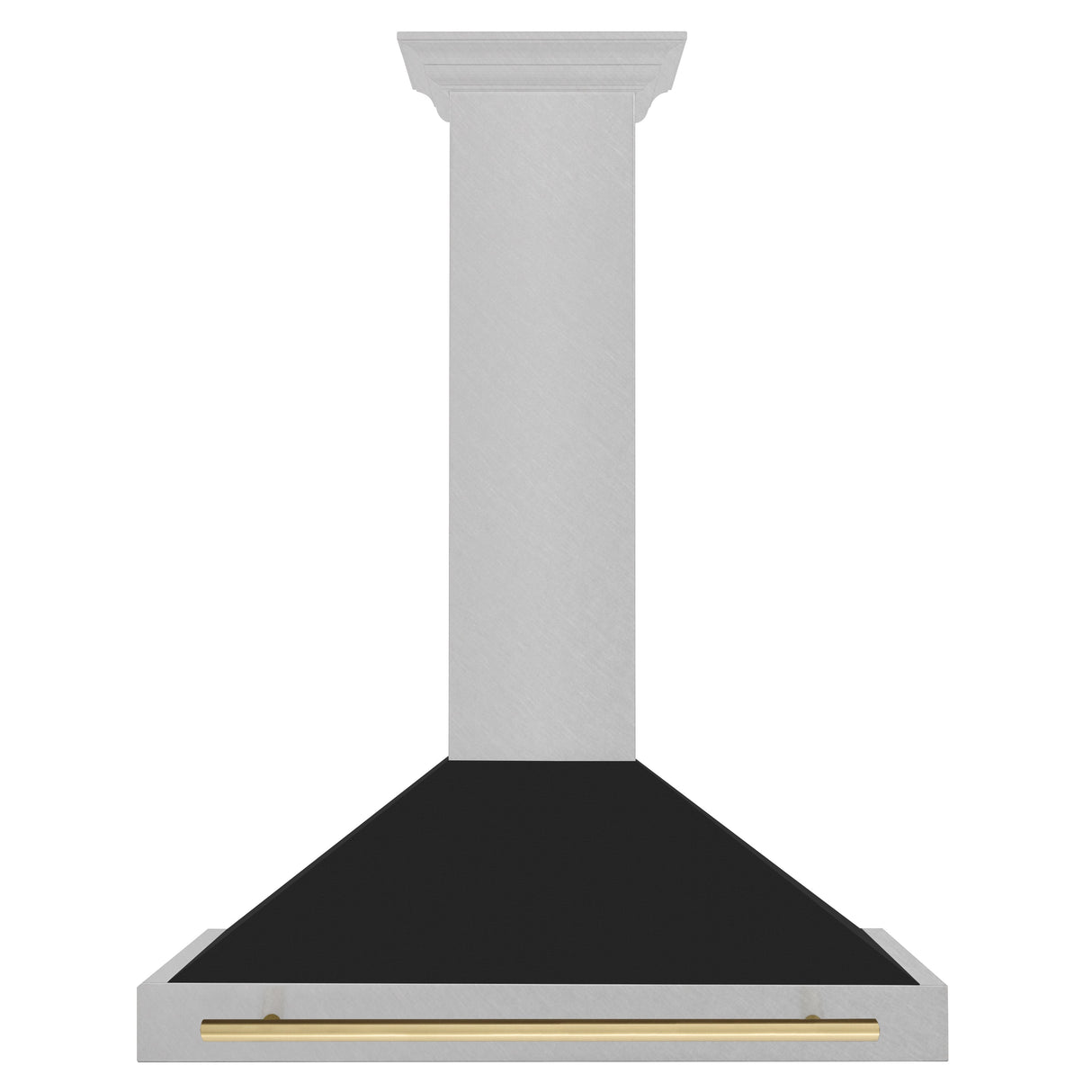 ZLINE Autograph Edition 36 in. Convertible Satin Stainless Steel Wall Mount Range Hood with Black Matte Shell and Champagne Bronze Handle (KB4SNZ-BLM36-CB)