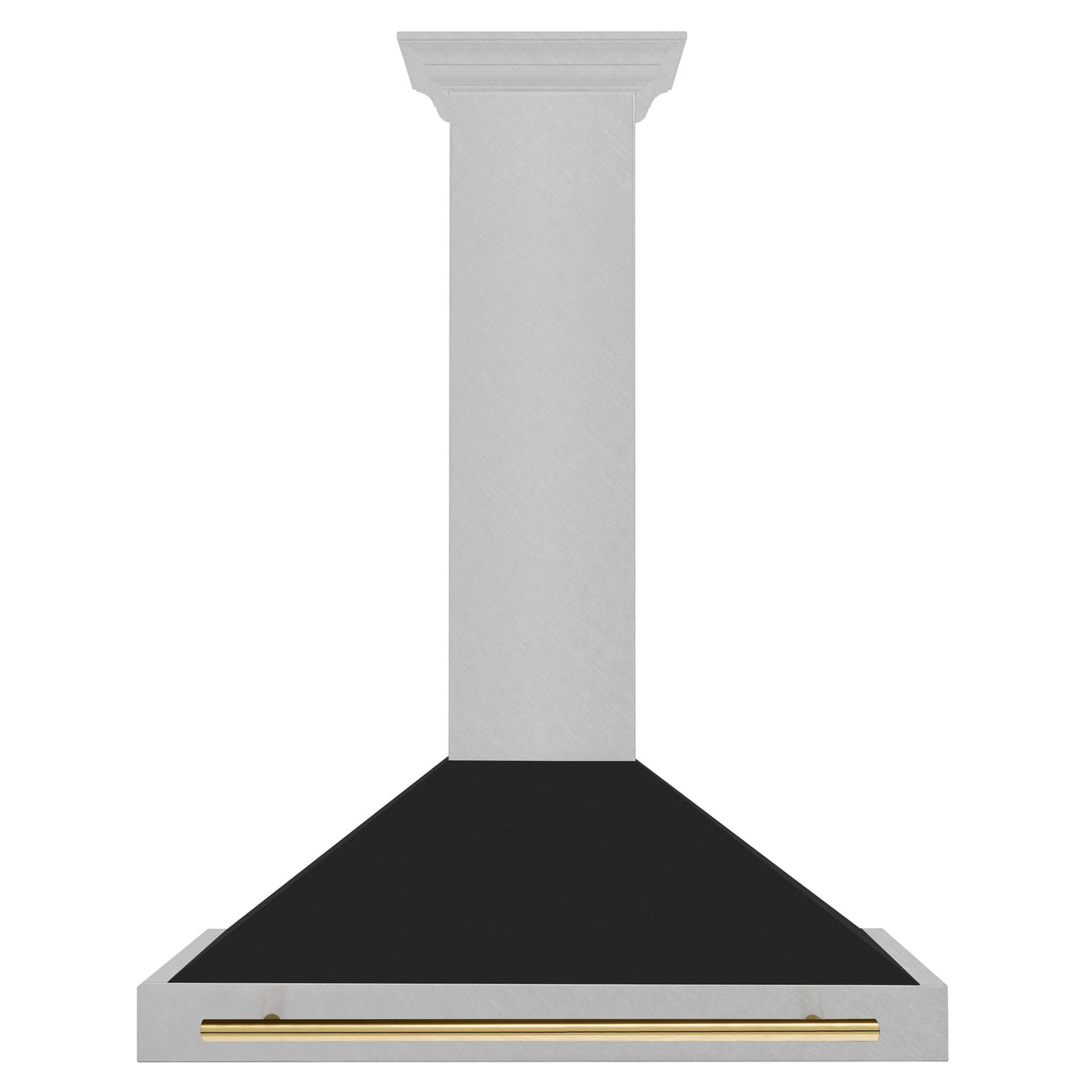 ZLINE Autograph Edition 36 in. Convertible Satin Stainless Steel Wall Mount Range Hood with Black Matte Shell and Polished Gold Handle (KB4SNZ-BLM36-G)