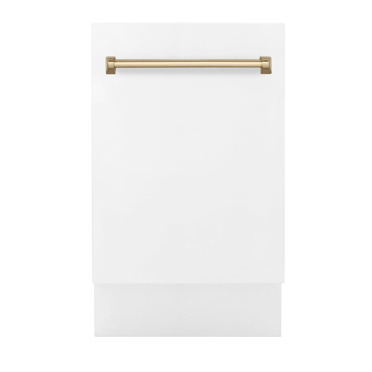 ZLINE Autograph Edition 18” Tallac Series 3rd Rack Top Control Built-In Dishwasher in White Matte with Champagne Bronze Handle, 51dBa (DWVZ-WM-18-CB)