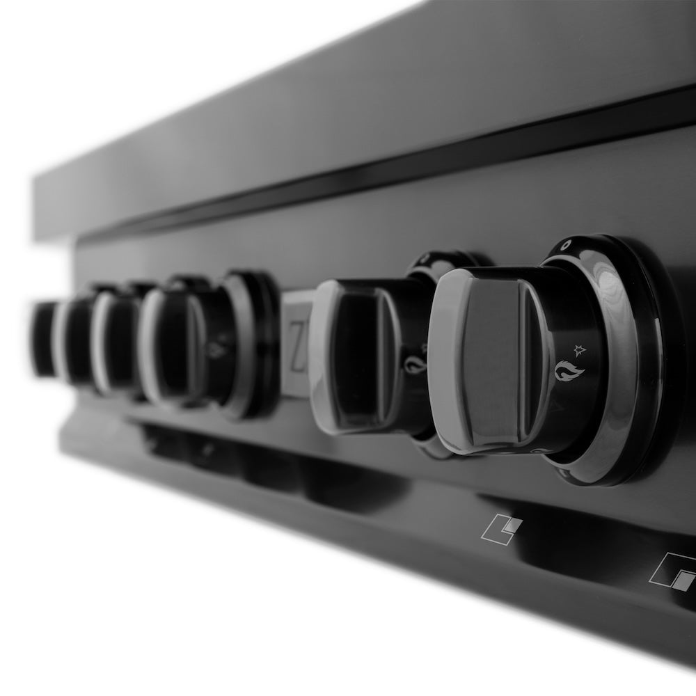 ZLINE 36 in. Legacy Gas Rangetop with 6 Brass Burners and Porcelain Cooktop in Black Stainless Steel (RTB-BR-36)