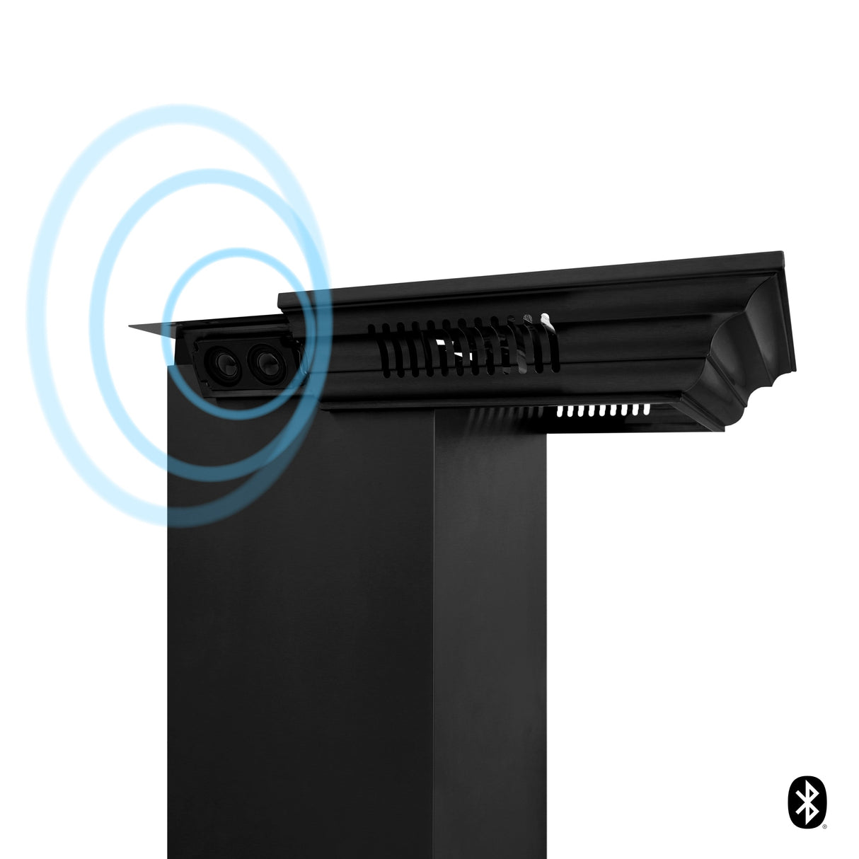 36" ZLINE CrownSound™Ducted Vent Wall Mount Range Hood in Black Stainless Steel with Built-in Bluetooth Speakers (BSKENCRN-BT-36)