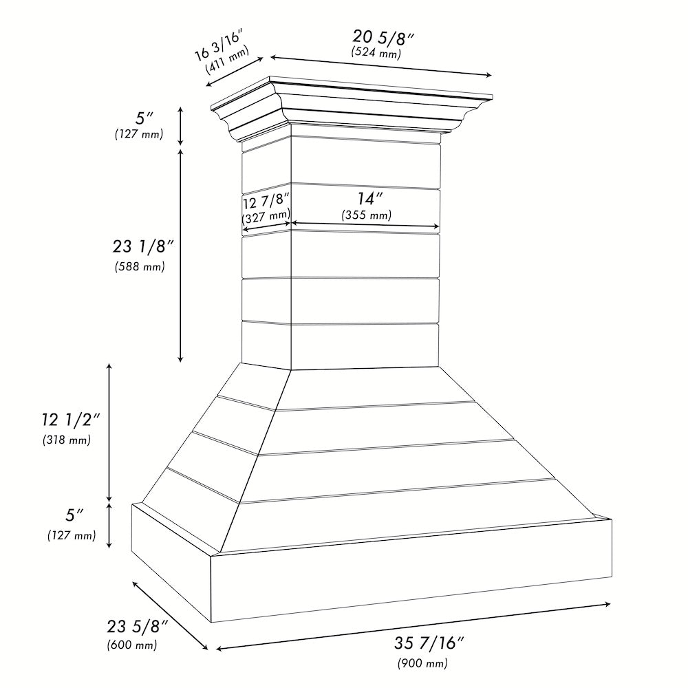 ZLINE 36 in. Wooden Wall Mount Range Hood in Rustic Shiplap Bright White Finish with Stainless Steel Accents (365WW-36)