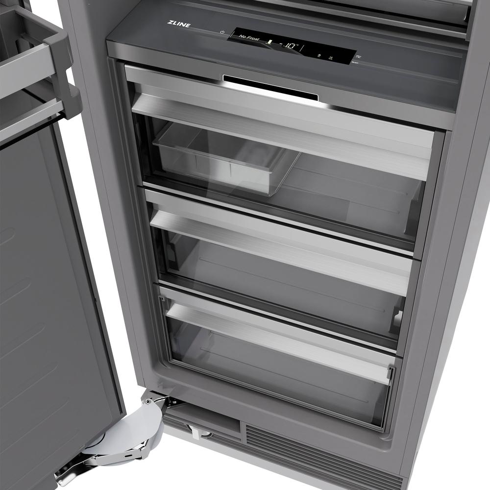 ZLINE 24 in. 12.4 cu. ft. Column Freezer in Black Stainless Steel with Graphite Gray Interior (RCFV-BS-24)