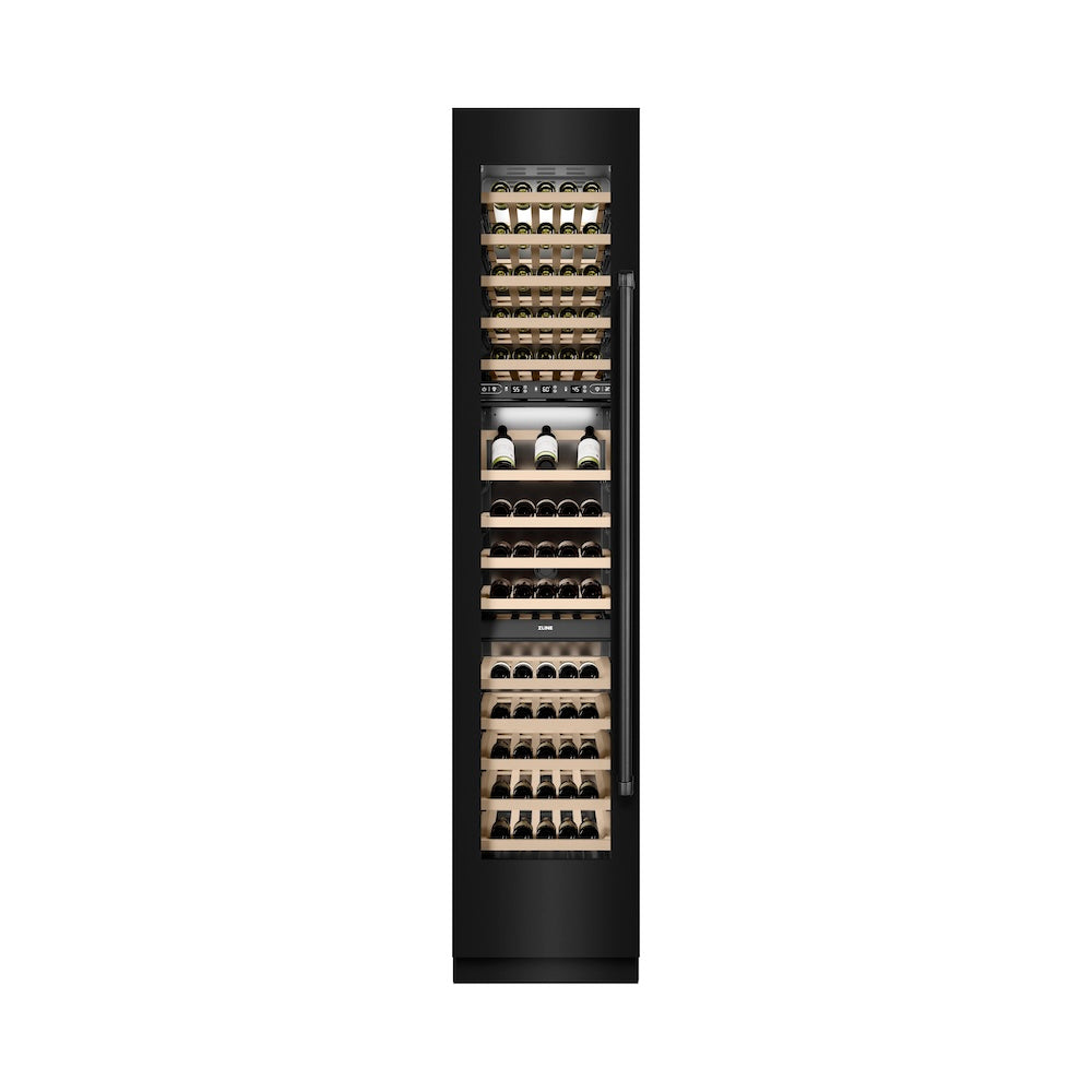ZLINE 18 in. 9.0 cu. ft. Triple Zone 68 Bottle Left Hinge Column Wine Cooler in Black Stainless Steel (RCWVL-BS-18)