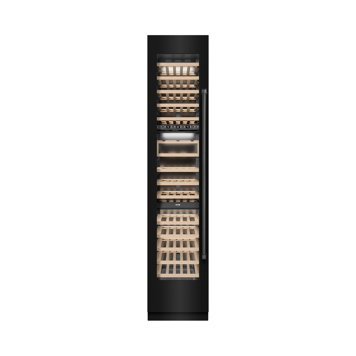 ZLINE 18 in. 9.0 cu. ft. Triple Zone 68 Bottle Left Hinge Column Wine Cooler in Black Stainless Steel (RCWVL-BS-18)