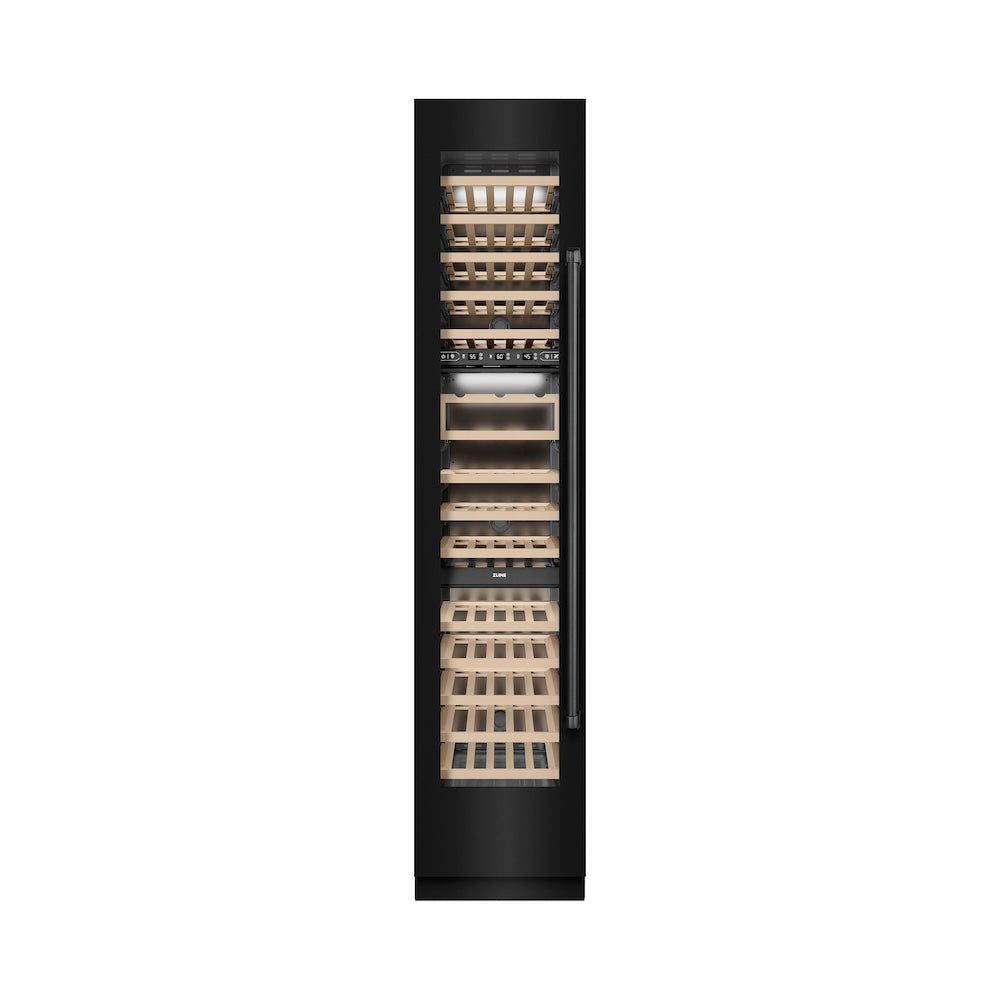 ZLINE 18 in. 9.0 cu. ft. Triple Zone 68 Bottle Left Hinge Column Wine Cooler in Black Stainless Steel (RCWVL-BS-18)