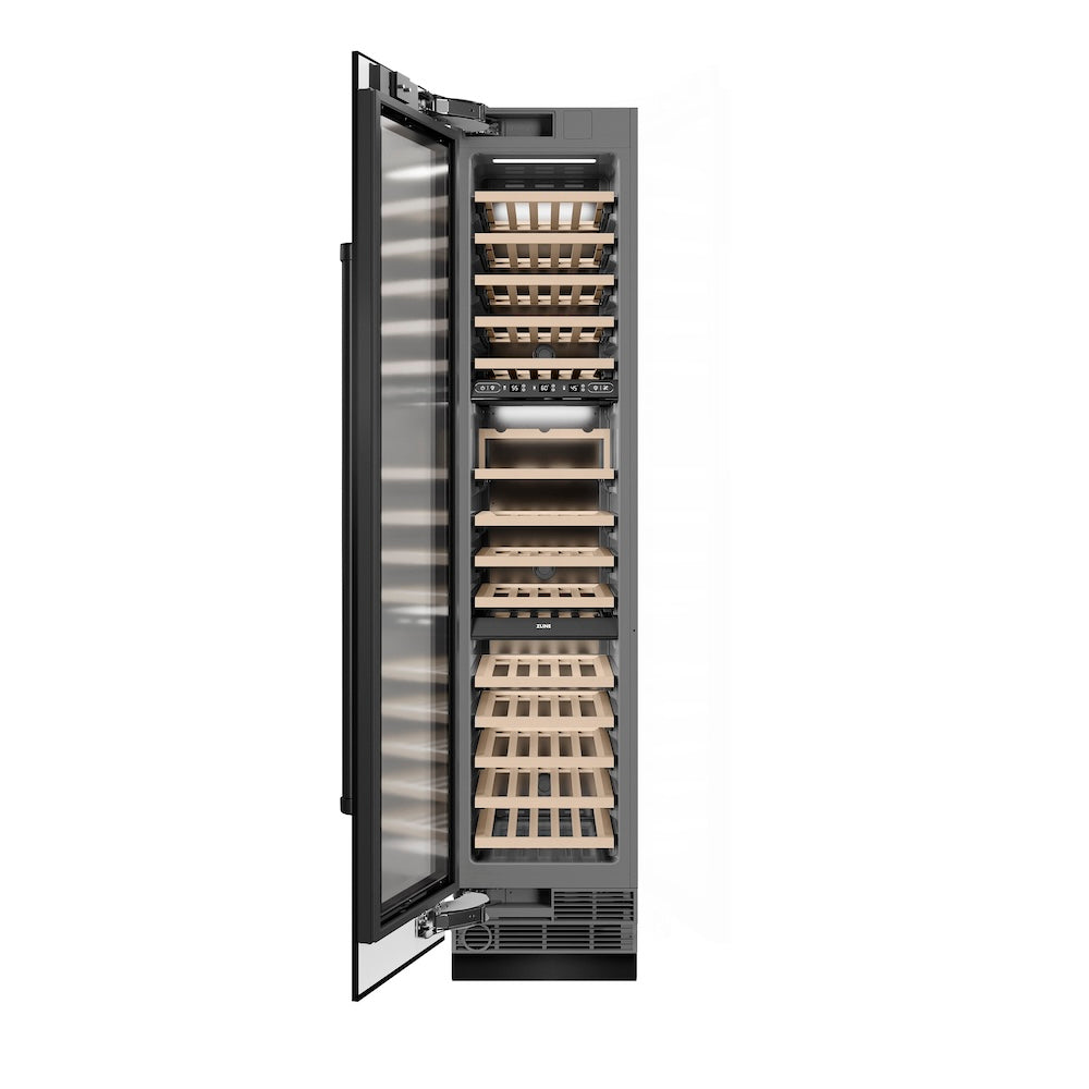 ZLINE 18 in. 9.0 cu. ft. Triple Zone 68 Bottle Left Hinge Column Wine Cooler in Black Stainless Steel (RCWVL-BS-18)
