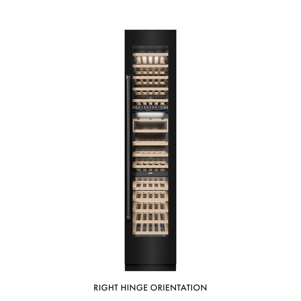 ZLINE 18 in. 9.0 cu. ft. Triple Zone 68 Bottle Right Hinge Column Wine Cooler in Black Stainless Steel (RCWVR-BS-18)