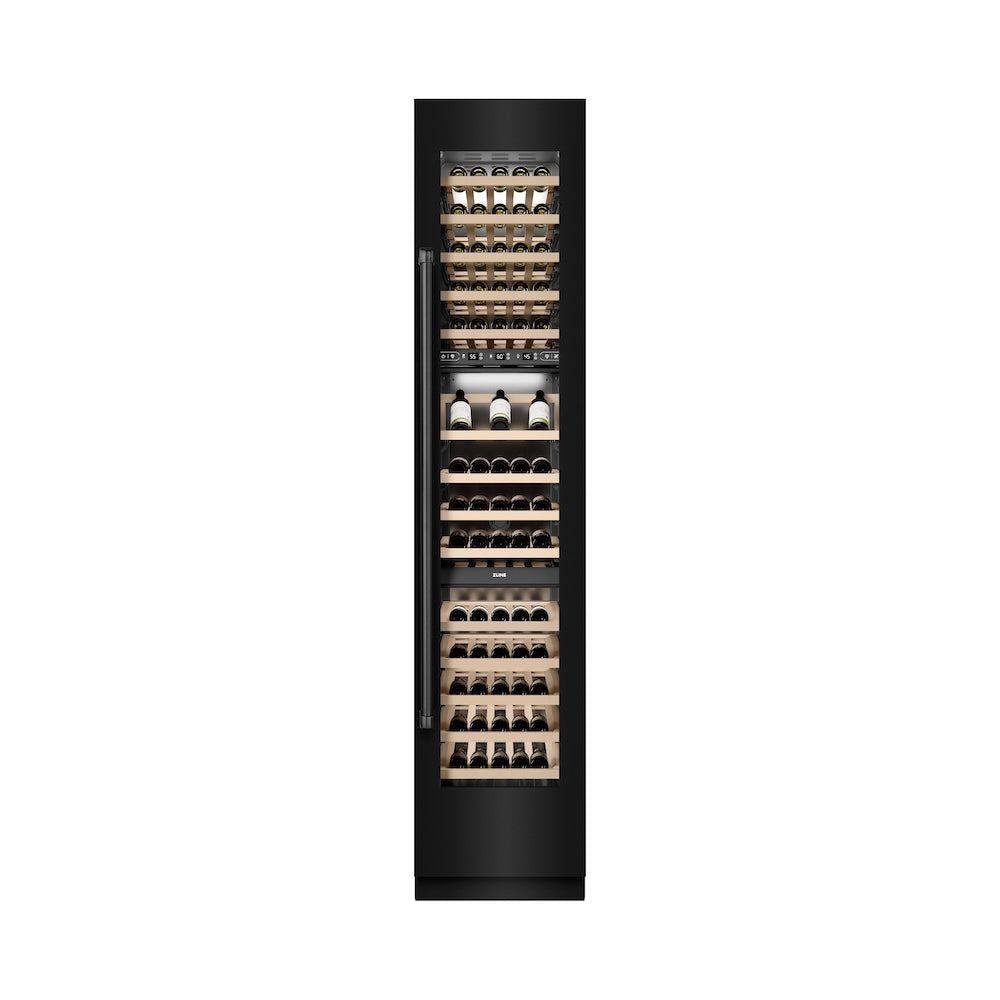 ZLINE 18 in. 9.0 cu. ft. Triple Zone 68 Bottle Right Hinge Column Wine Cooler in Black Stainless Steel (RCWVR-BS-18)