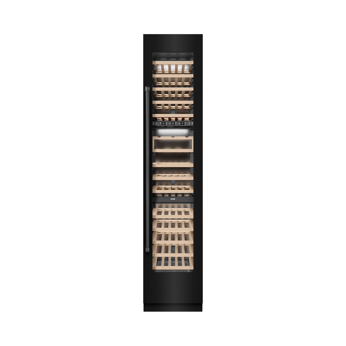 ZLINE 18 in. 9.0 cu. ft. Triple Zone 68 Bottle Right Hinge Column Wine Cooler in Black Stainless Steel (RCWVR-BS-18)