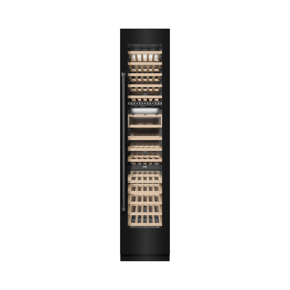 ZLINE 18 in. 9.0 cu. ft. Triple Zone 68 Bottle Right Hinge Column Wine Cooler in Black Stainless Steel (RCWVR-BS-18)