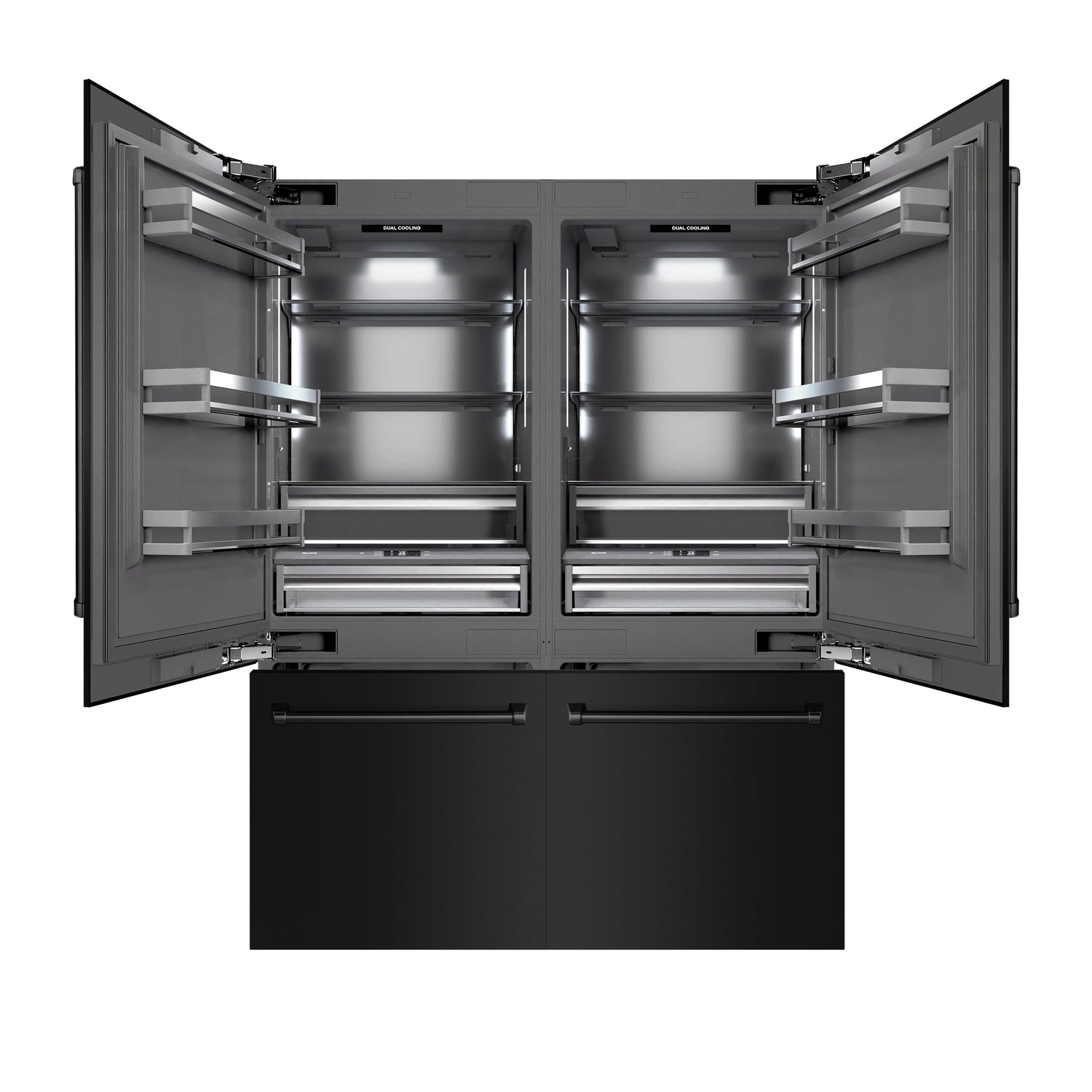 ZLINE 60 in. 32.2 cu. ft. French Door Built-In Bottom Freezer Refrigerator with Water Dispensers and Ice Makers in Black Stainless Steel with Graphite Gray Interior (GRBIV-BS-60)