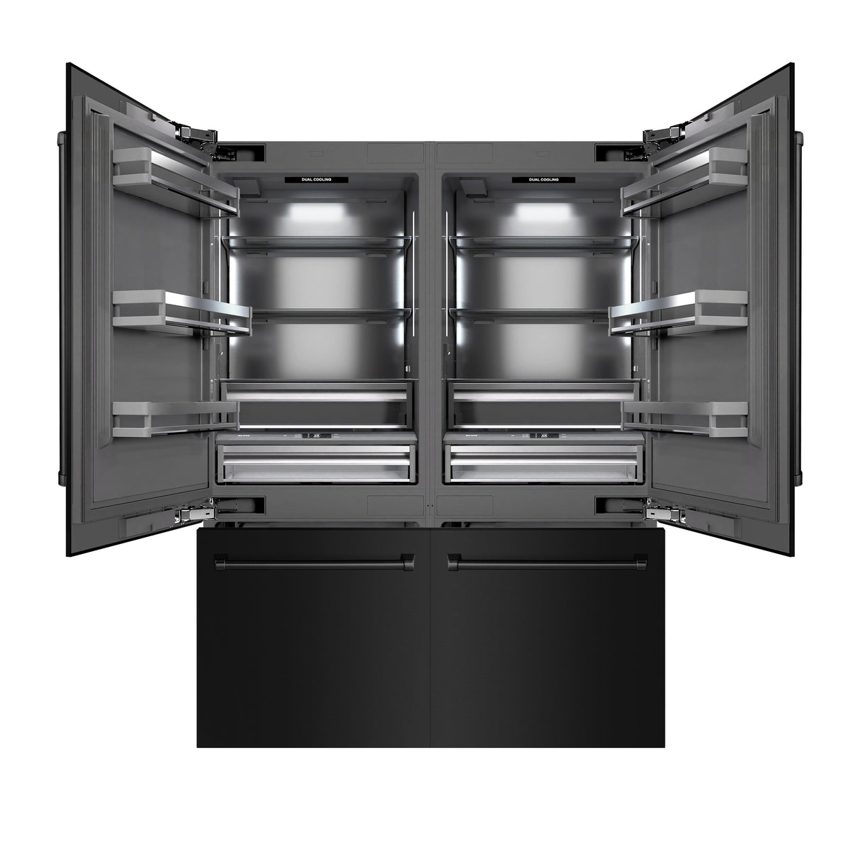 ZLINE 60 in. 32.2 cu. ft. French Door Built-In Bottom Freezer Refrigerator with Water Dispensers and Ice Makers in Black Stainless Steel with Graphite Gray Interior (GRBIV-BS-60)