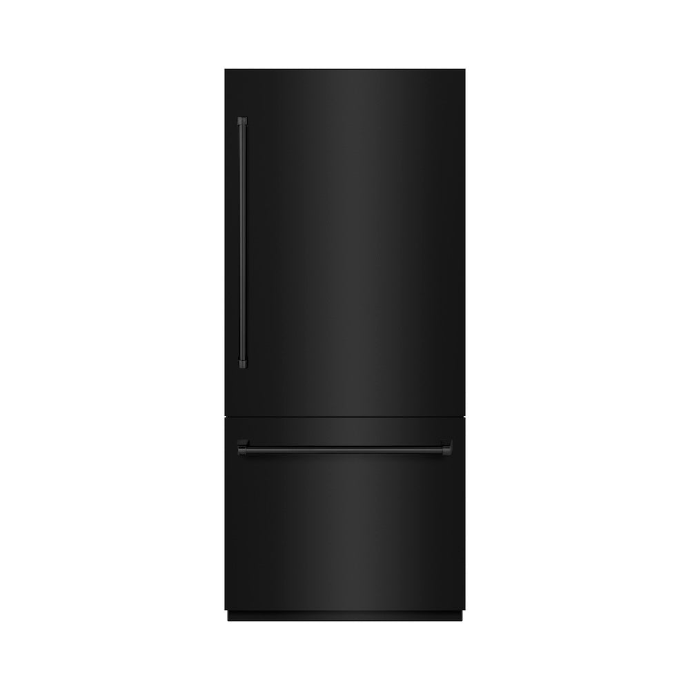 ZLINE 36 in. 19.8 cu. ft. Built-In Bottom Freezer Refrigerator with Water Dispenser and Ice Maker in Black Stainless Steel (RBIT-BS-36)