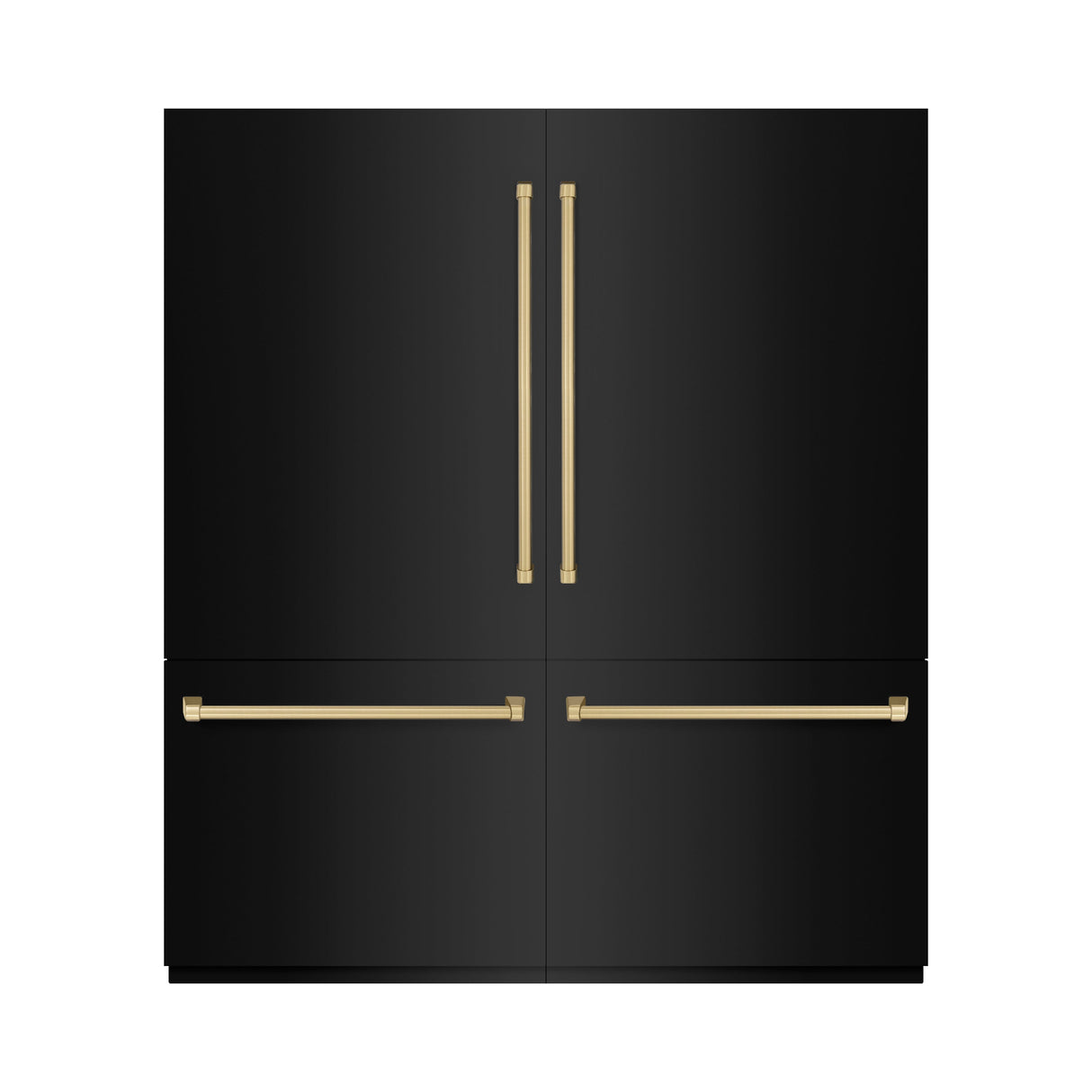 ZLINE Autograph Edition 72 in. 39.6 cu. ft. French Door Built-In Bottom Freezer Refrigerator with Water Dispensers and Ice Makers in Black Stainless Steel and Champagne Bronze Accents (RBITZ-BS-72-CB)