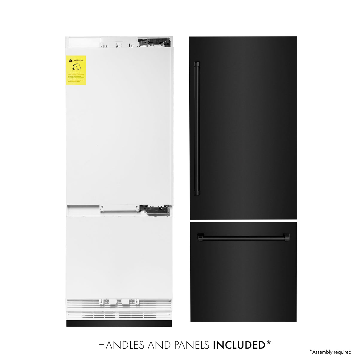 ZLINE 30" 16.1 cu. ft. Built-In 2-Door Bottom Freezer Refrigerator with Internal Water and Ice Dispenser in Black Stainless Steel (RBIV-BS-30)