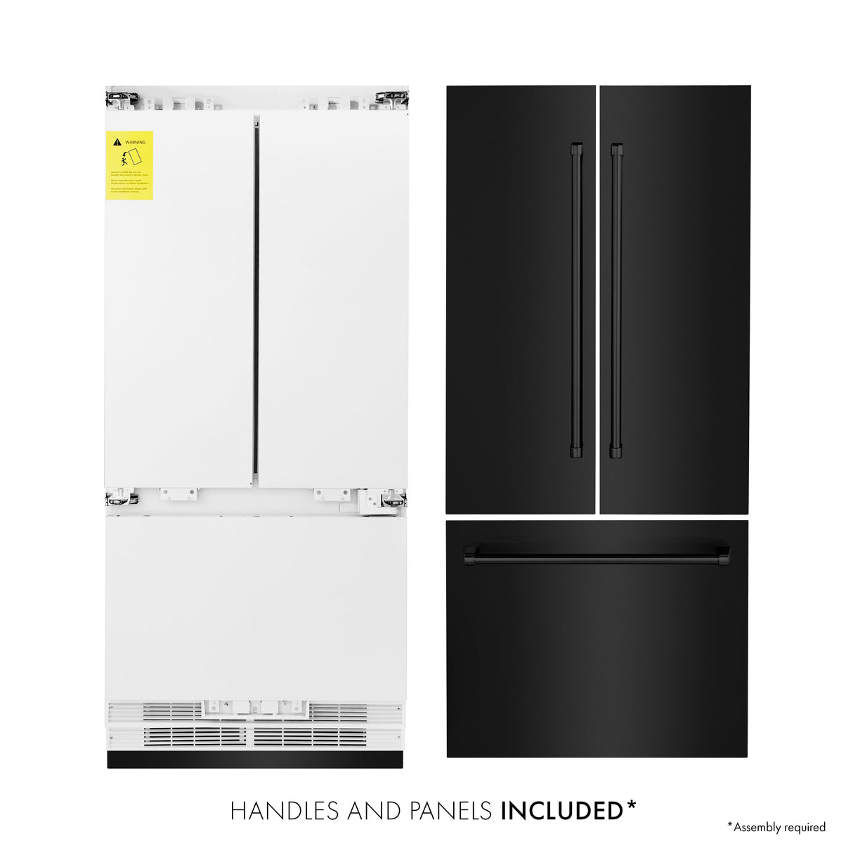 ZLINE 36 in. 19.6 cu. ft. French Door Built-In Bottom Freezer Refrigerator with Water Dispenser and Ice Maker in Black Stainless Steel (RBIV-BS-36)