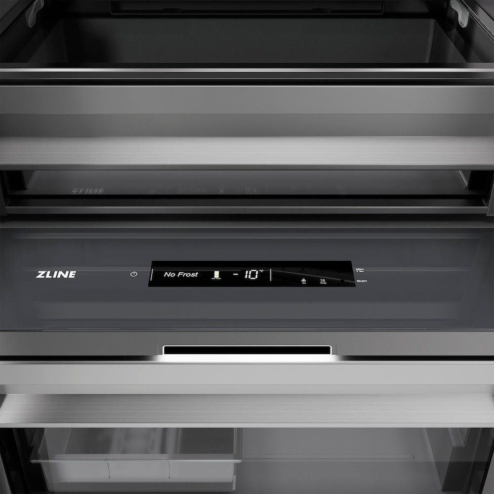 ZLINE Autograph Edition 18 in. 8.6 cu. ft. Left Hinge Column Freezer in White Matte with Graphite Gray Interior and Champagne Bronze Accents (RCFVLZ-WM-18-CB)