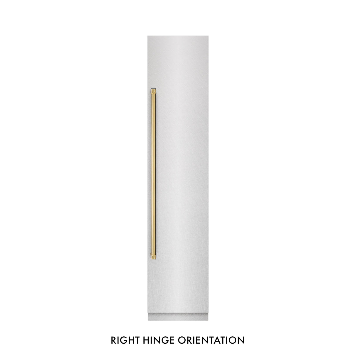 ZLINE Autograph Edition 18 in. 8.6 cu. ft. Right Hinge Column Freezer in Satin Stainless Steel with Graphite Gray Interior and Polished Gold Accents (RCFVRZ-SN-18-G)