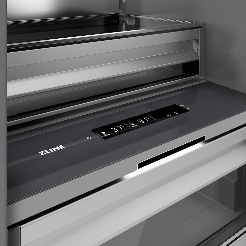 ZLINE Autograph Edition 30 in. 16.7 cu. ft. Column Refrigerator in Satin Stainless Steel with Graphite Gray Interior and Matte Black Accents (RCRVZ-SN-30-MB)