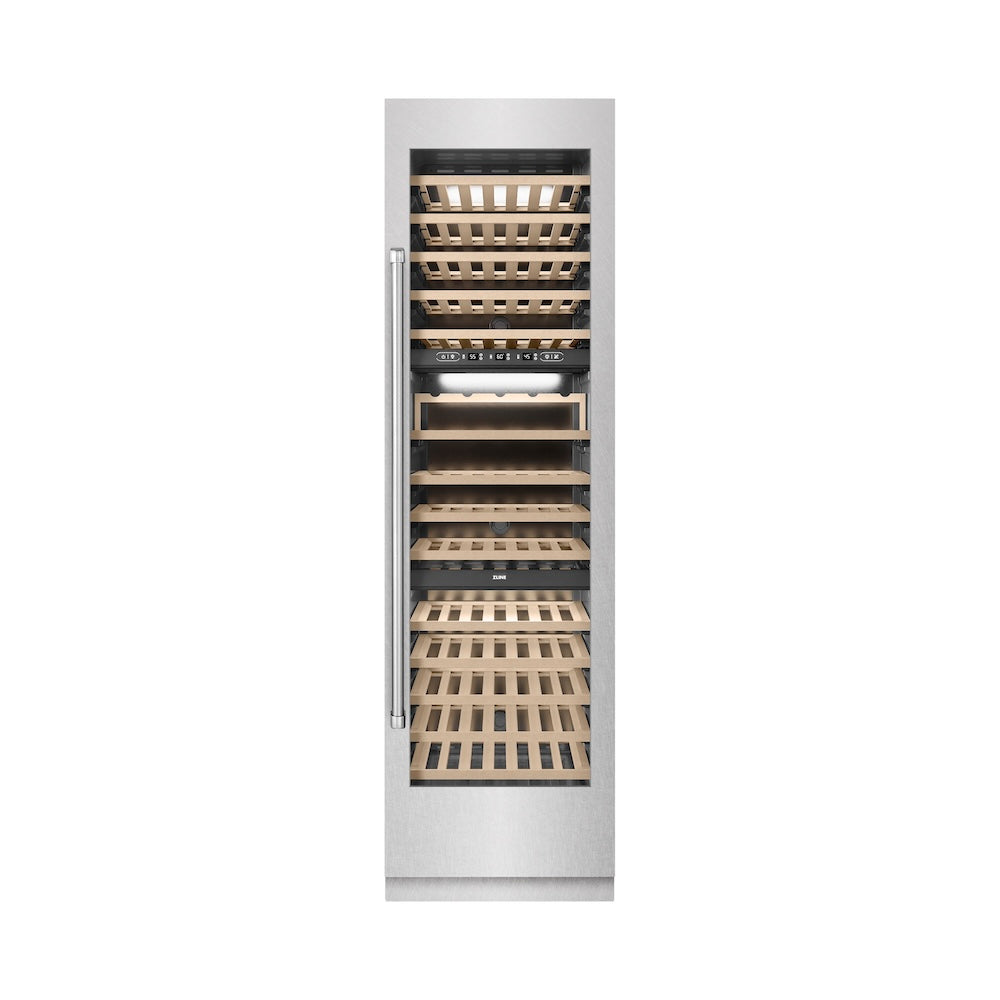 ZLINE 24 in. 12.4 cu. ft. Triple Zone 100 Bottle Column Wine Cooler in Satin Stainless Steel (RCWV-SN-24)