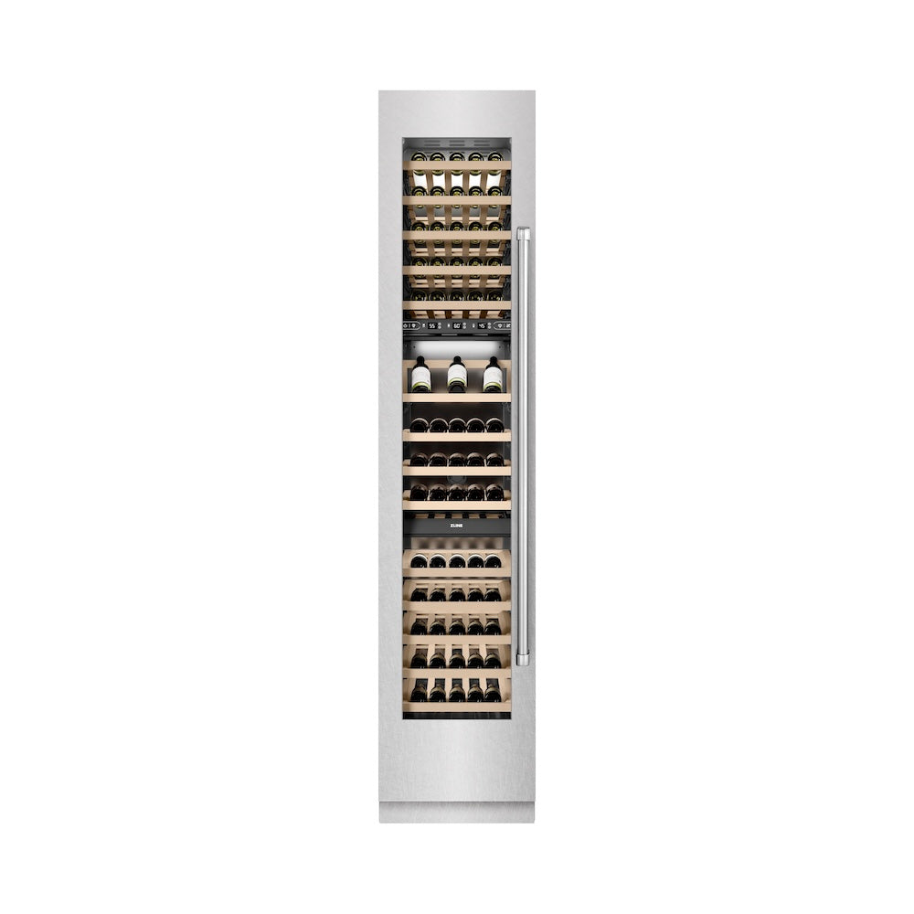 ZLINE 18 in. 9.0 cu. ft. Triple Zone 68 Bottle Left Hinge Column Wine Cooler in Satin Stainless Steel (RCWVL-SN-18)