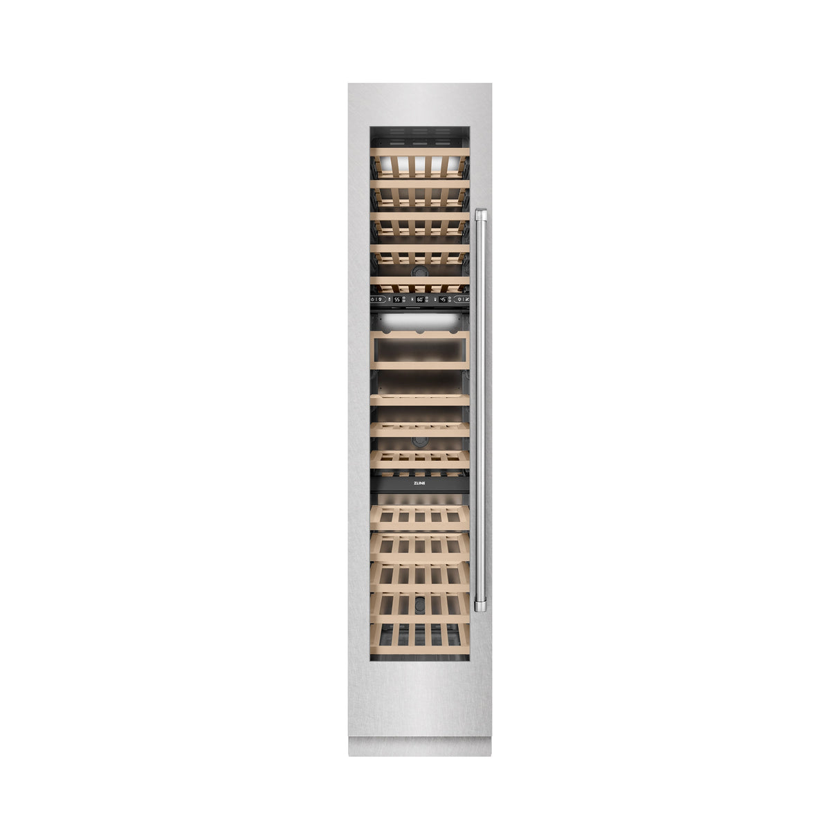ZLINE 18 in. 9.0 cu. ft. Triple Zone 68 Bottle Left Hinge Column Wine Cooler in Satin Stainless Steel (RCWVL-SN-18)