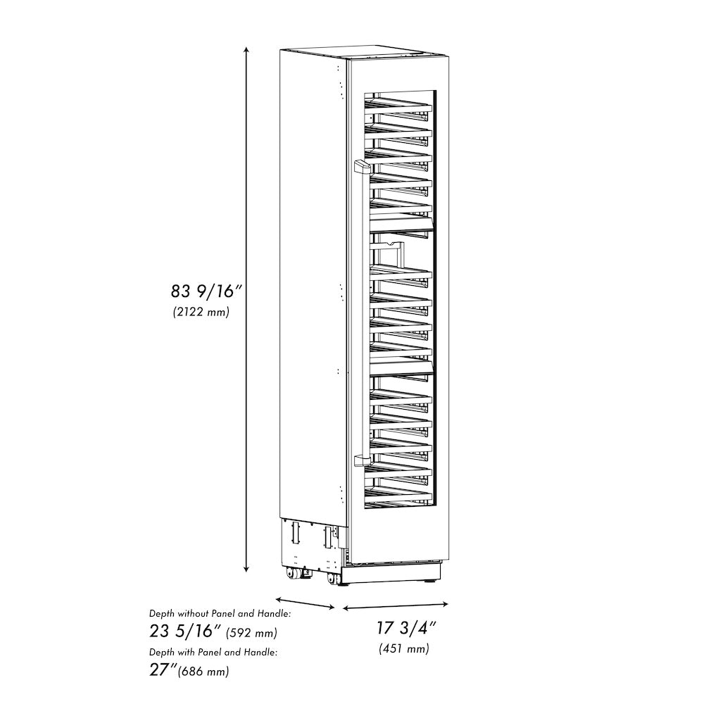 ZLINE 18 in. 9.0 cu. ft. Triple Zone 68 Bottle Right Hinge Column Wine Cooler in Satin Stainless Steel (RCWVR-SN-18)