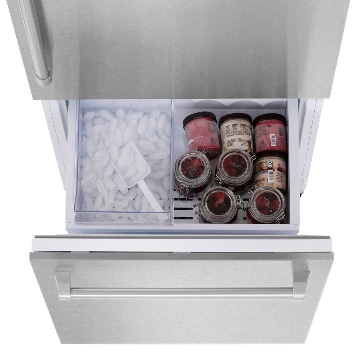 ZLINE 30 in. 16.1 cu. ft. Built-In Bottom Freezer Refrigerator with Water Dispenser and Ice Maker in Satin Stainless Steel (RBIV-SN-30)