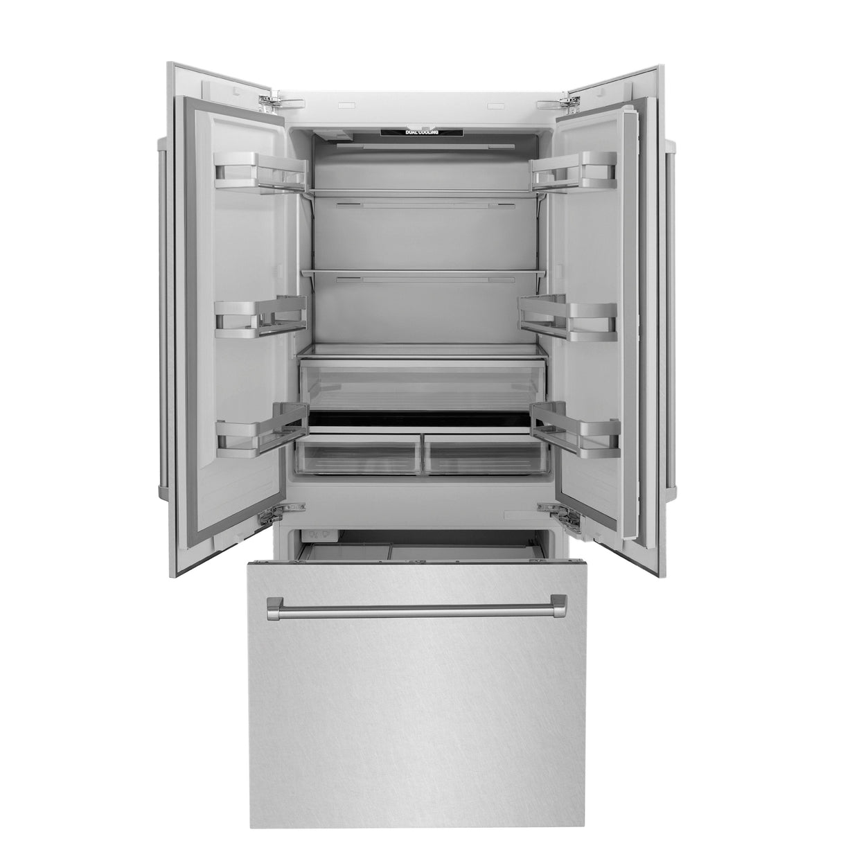 ZLINE 36 in. 19.6 cu. ft. French Door Built-In Bottom Freezer Refrigerator with Water Dispenser and Ice Maker in Satin Stainless Steel (RBIV-SN-36)