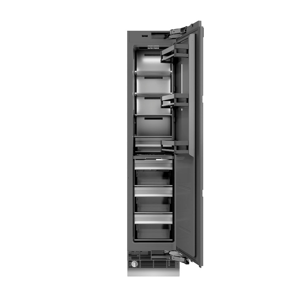 ZLINE Autograph Edition 18 in. 8.6 cu. ft. Panel Ready Right Hinge Column Freezer with Graphite Gray Interior and Matte Black Accents (RBCFVRZ-18-MB)