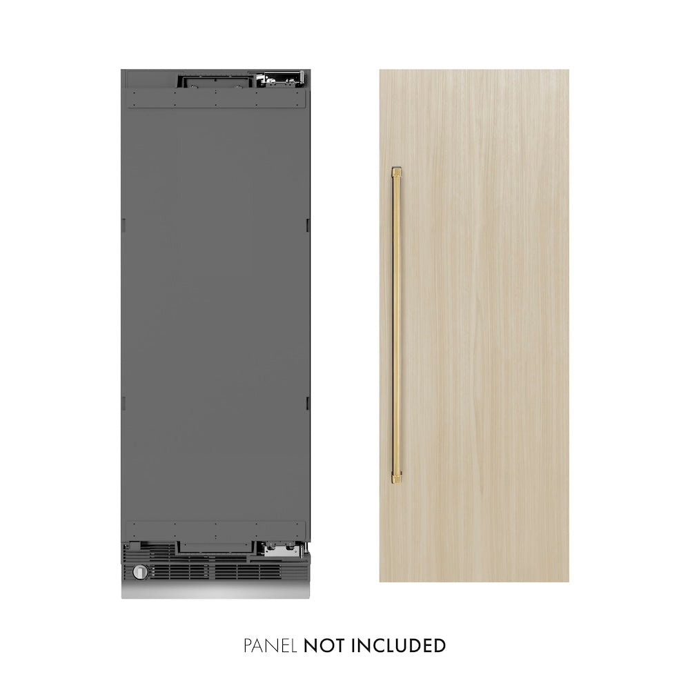 ZLINE Autograph Edition 30 in. 16.7 cu. ft. Panel Ready Column Refrigerator with Graphite Gray Interior and Polished Gold Accents (RBCRVZ-30-G)