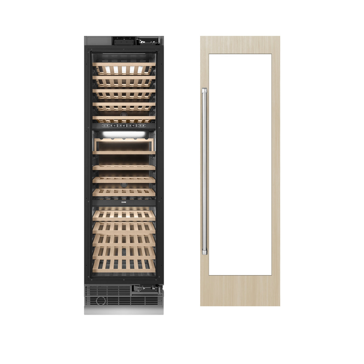 ZLINE 24 in. 12.4 cu. ft. Triple Zone 100 Bottle Panel Ready Column Wine Cooler (RBCWV-24)