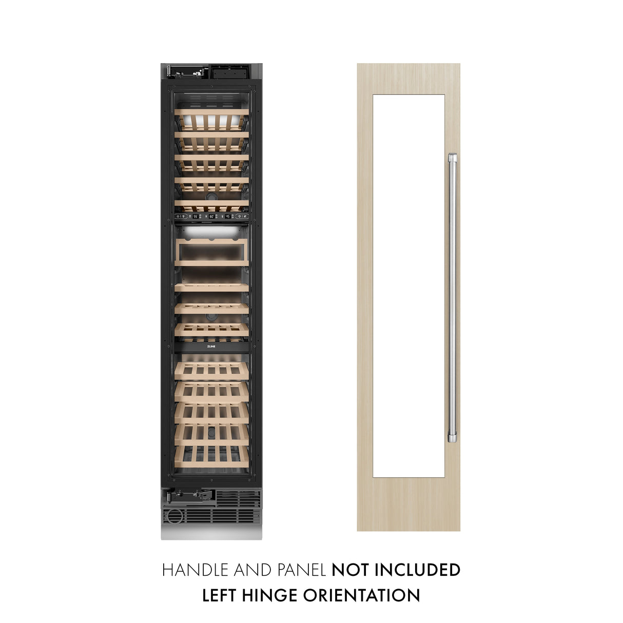 ZLINE 18 in. 9.0 cu. ft. Triple Zone 68 Bottle Panel Ready Left Hinge Column Wine Cooler (RBCWVL-18)