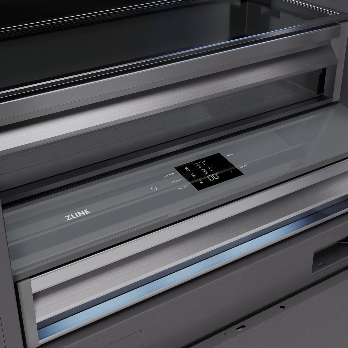 ZLINE 72 in. 39.6 cu. ft. Panel Ready French Door Built-In Bottom Freezer Refrigerator with Water Dispensers and Ice Makers with Graphite Gray Interior (GRBIT-72)
