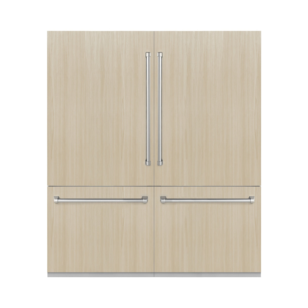 ZLINE 72 in. 39.6 cu. ft. Panel Ready French Door Built-In Bottom Freezer Refrigerator with Water Dispensers and Ice Makers with Graphite Gray Interior (GRBIT-72)