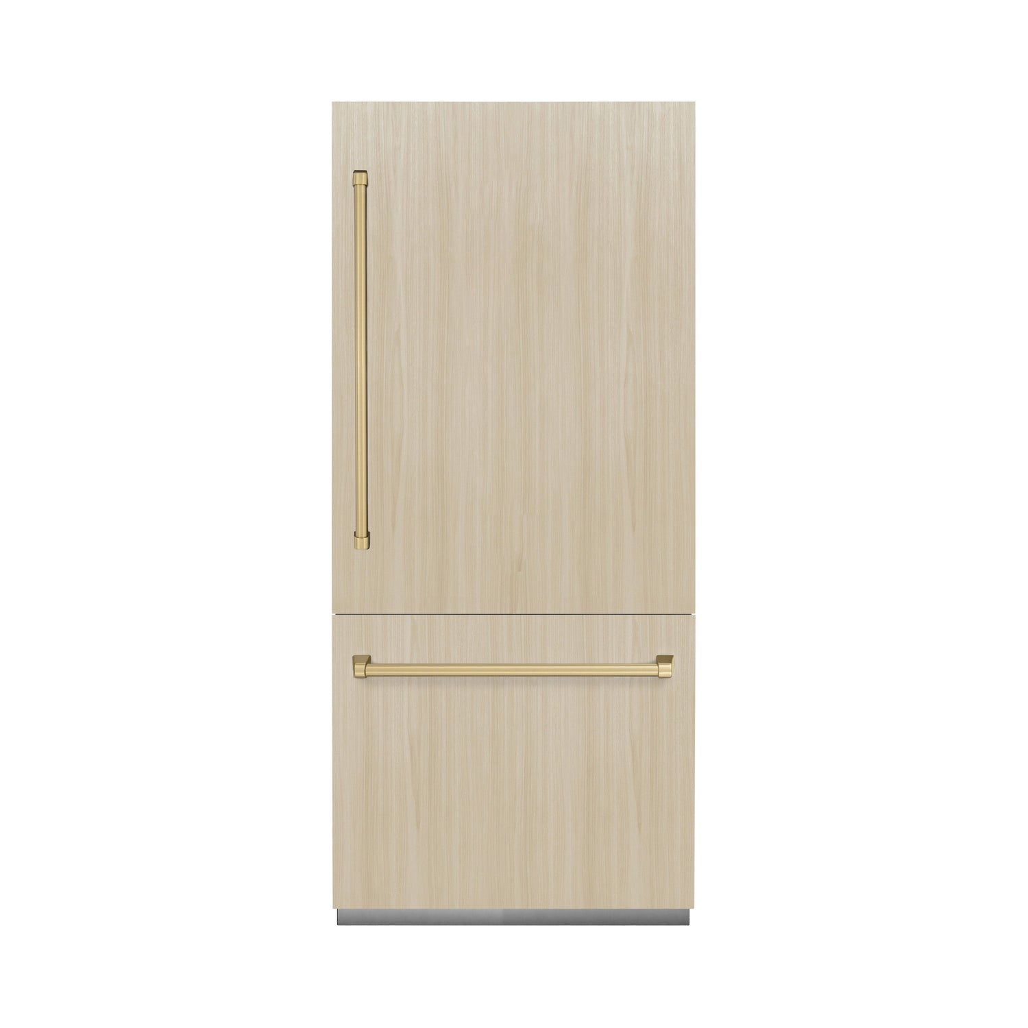 ZLINE Autograph Edition 36 in. 19.8 cu. ft. Panel Ready Built-In Bottom Freezer Refrigerator with Water Dispenser and Ice Maker with Graphite Gray Interior and Champagne Bronze Accents (GRBITZ-36-CB)
