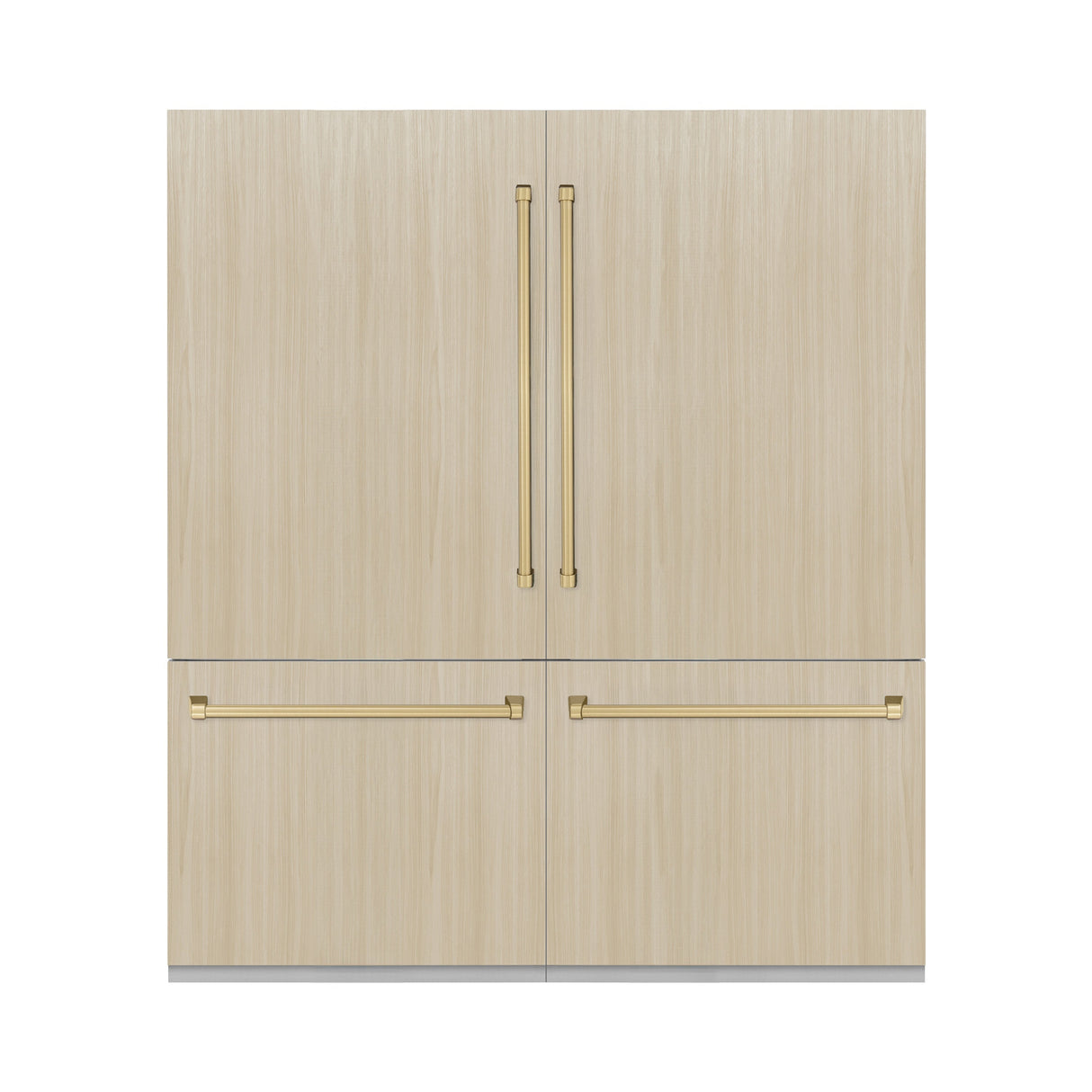 ZLINE Autograph Edition 72 in. 39.6 cu. ft. Panel Ready French Door Built-In Bottom Freezer Refrigerator with Water Dispensers and Ice Makers with Graphite Gray Interior and Champagne Bronze Accents (GRBITZ-72-CB)