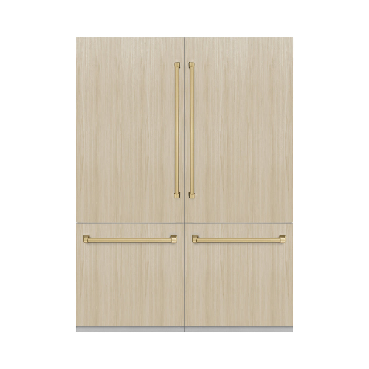 ZLINE Autograph Edition 60 in. 32.2 cu. ft. Panel Ready French Door Built-In Bottom Freezer Refrigerator with Water Dispenser and Ice Maker with Graphite Gray Interior and Champagne Bronze Accents (GRBIVZ-60-CB)