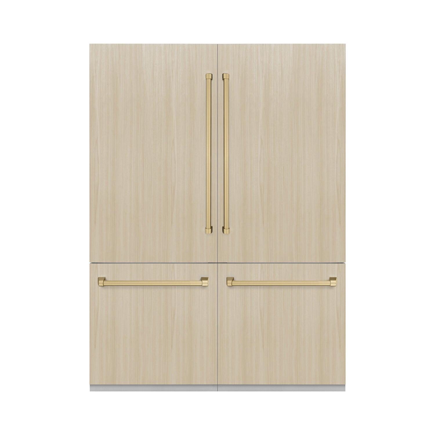 ZLINE Autograph Edition 60 in. 32.2 cu. ft. Panel Ready French Door Built-In Bottom Freezer Refrigerator with Water Dispenser and Ice Maker with Graphite Gray Interior and Champagne Bronze Accents (GRBIVZ-60-CB)