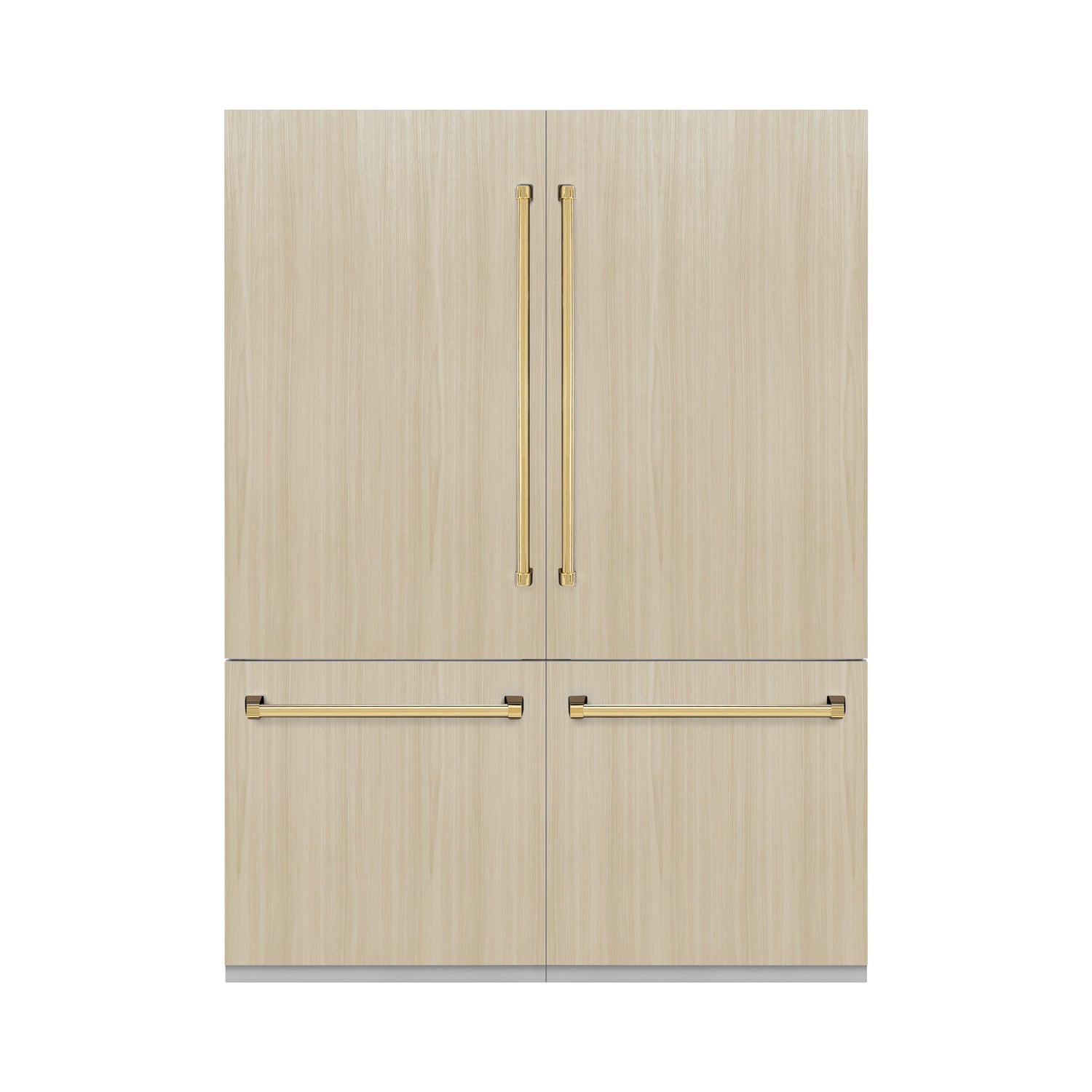 ZLINE Autograph Edition 60 in. 32.2 cu. ft. Panel Ready French Door Built-In Bottom Freezer Refrigerator with Water Dispenser and Ice Maker with Graphite Gray Interior and Polished Gold Accents (GRBIVZ-60-G)