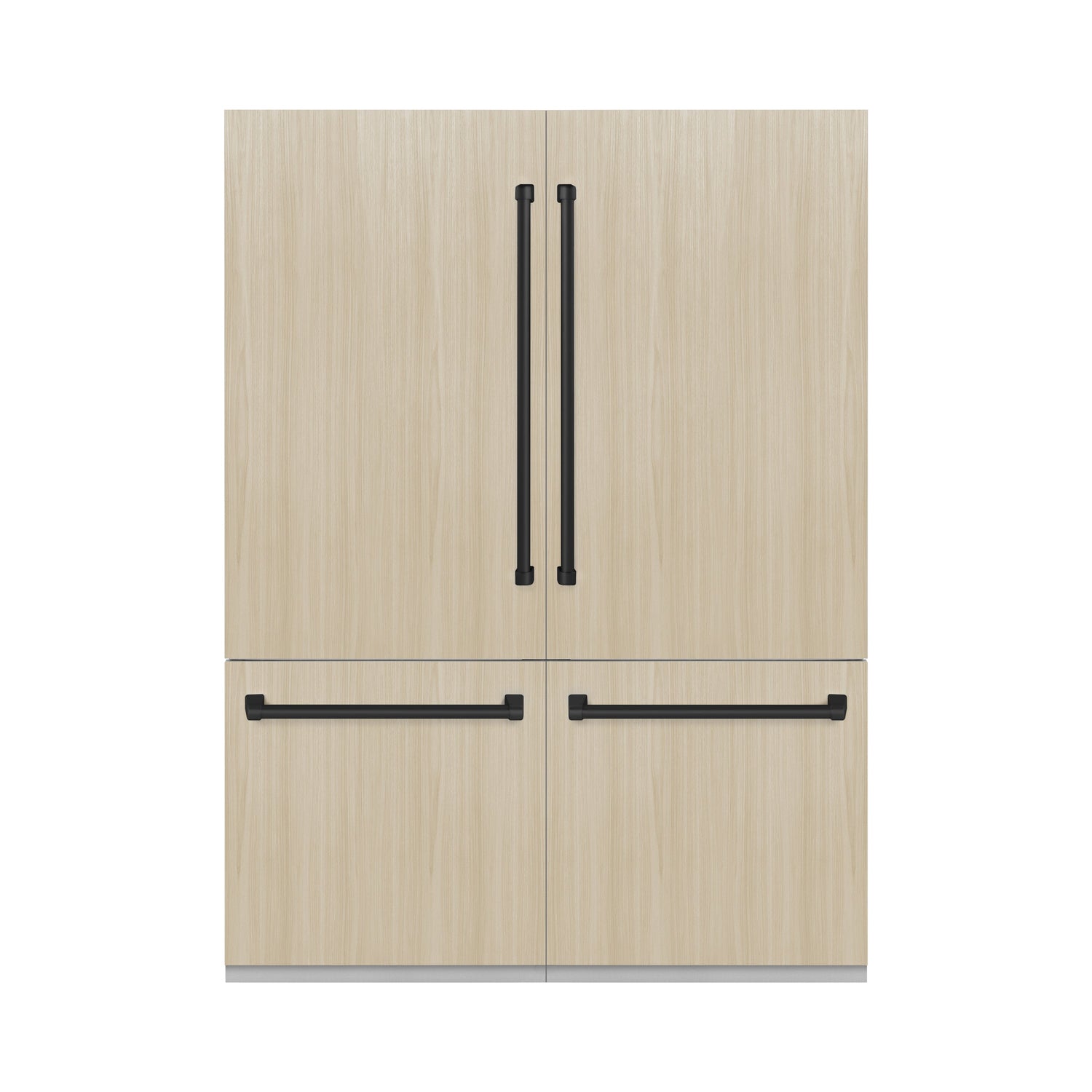 ZLINE Autograph Edition 60 in. 32.2 cu. ft. Panel Ready French Door Built-In Bottom Freezer Refrigerator with Water Dispenser and Ice Maker with Graphite Gray Interior and Matte Black Accents (GRBIVZ-60-MB)