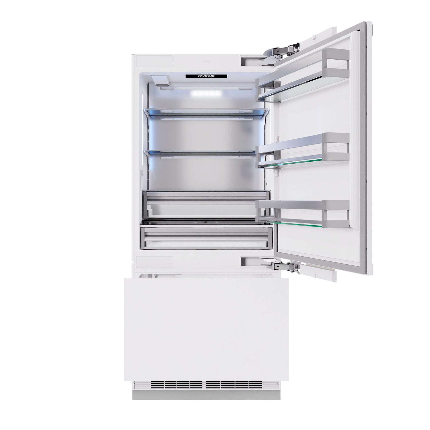 ZLINE Autograph Edition 36 in. 19.8 cu. ft. Panel Ready Built-In Bottom Freezer Refrigerator with Water Dispenser and Ice Maker with Matte Black Accents (RBITZ-36-MB)