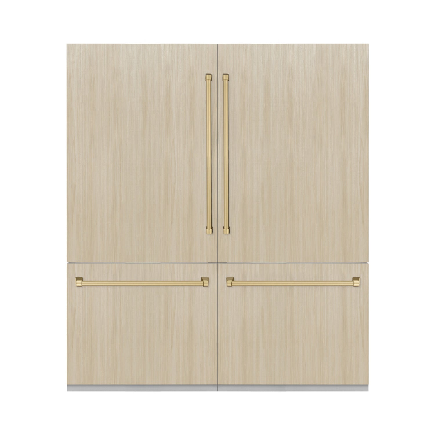 ZLINE Autograph Edition 72 in. 39.6 cu. ft. Panel Ready French Door Built-In Bottom Freezer Refrigerator with Water Dispensers and Ice Makers and Champagne Bronze Accents (RBITZ-72-CB)