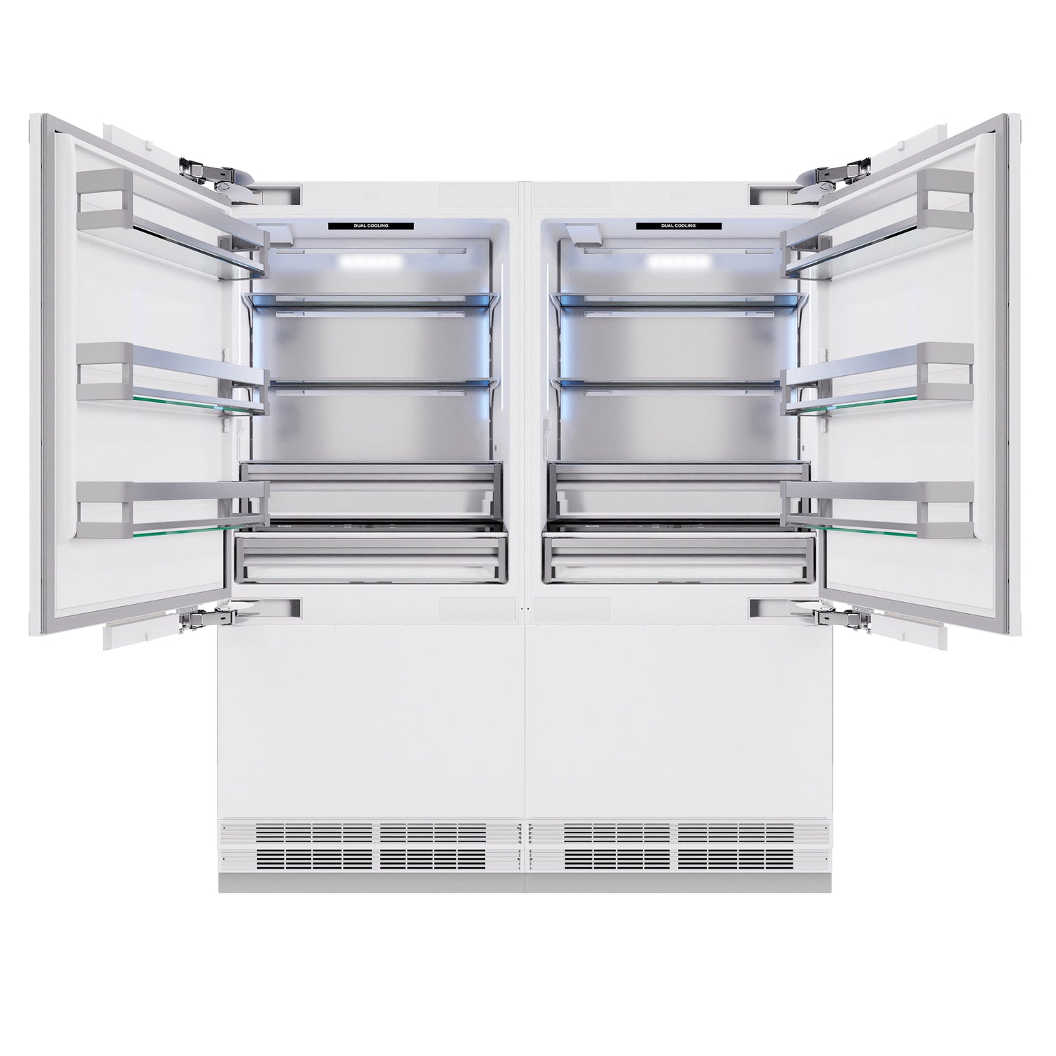 ZLINE Autograph Edition 72 in. 39.6 cu. ft. Panel Ready French Door Built-In Bottom Freezer Refrigerator with Water Dispensers and Ice Makers and Polished Gold Accents (RBITZ-72-G)