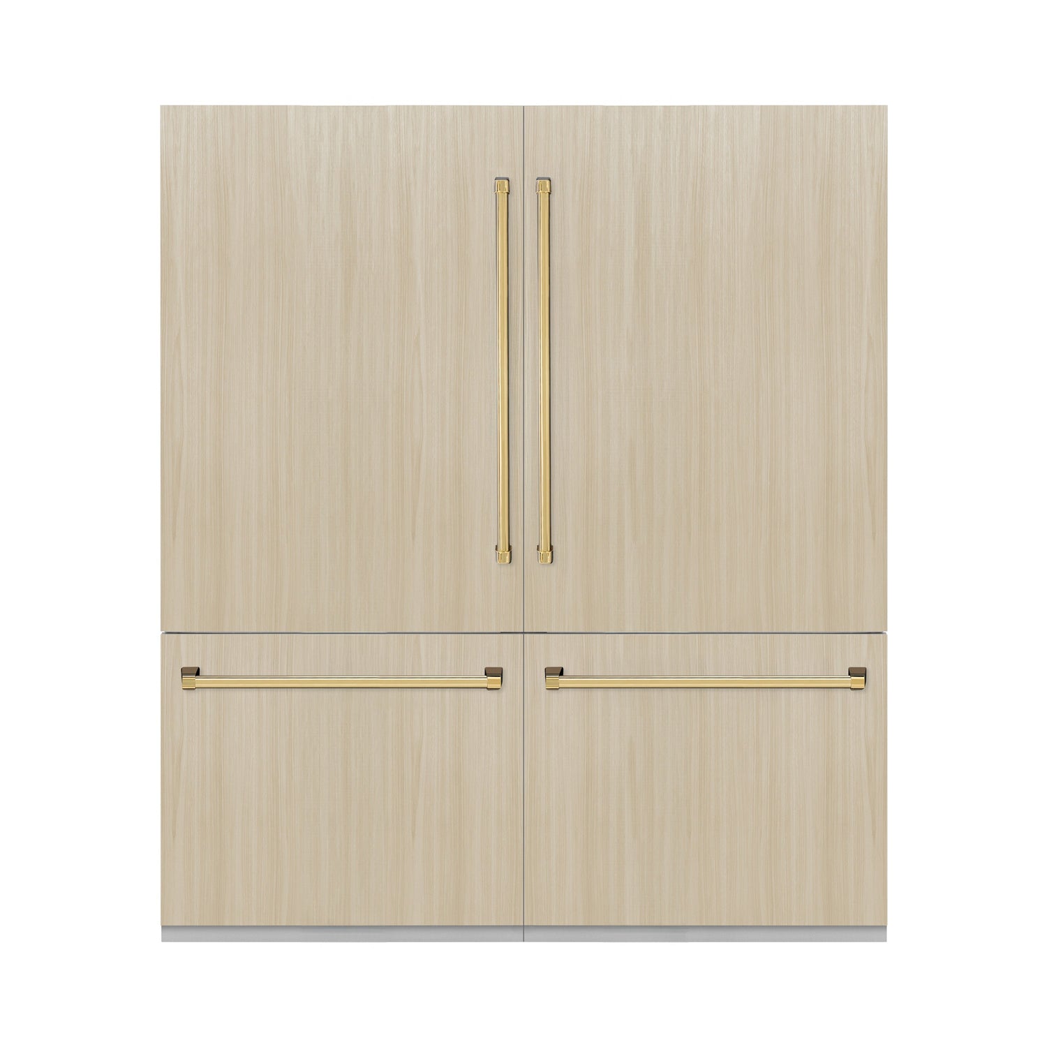 ZLINE Autograph Edition 72 in. 39.6 cu. ft. Panel Ready French Door Built-In Bottom Freezer Refrigerator with Water Dispensers and Ice Makers and Polished Gold Accents (RBITZ-72-G)
