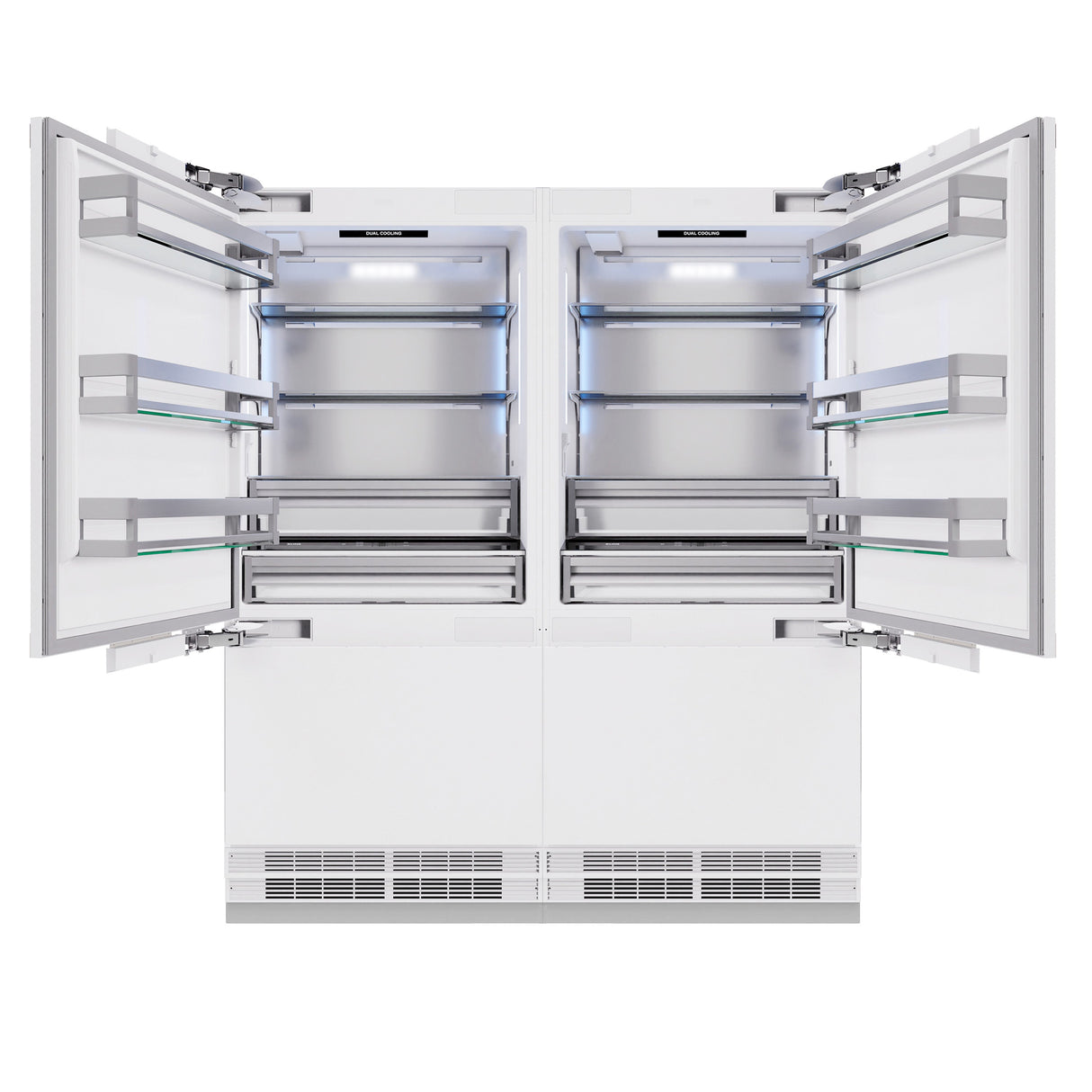 ZLINE Autograph Edition 72 in. 39.6 cu. ft. Panel Ready French Door Built-In Bottom Freezer Refrigerator with Water Dispensers and Ice Makers and Matte Black Accents (RBITZ-72-MB)