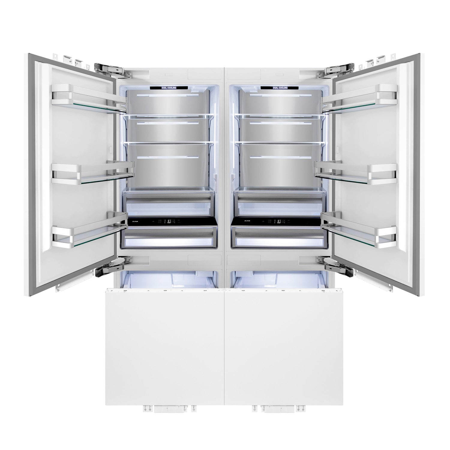 ZLINE 60 in. 32.2 cu. ft. Panel Ready French Door Built-In Bottom Freezer Refrigerator with Water Dispensers and Ice Makers (RBIV-60)