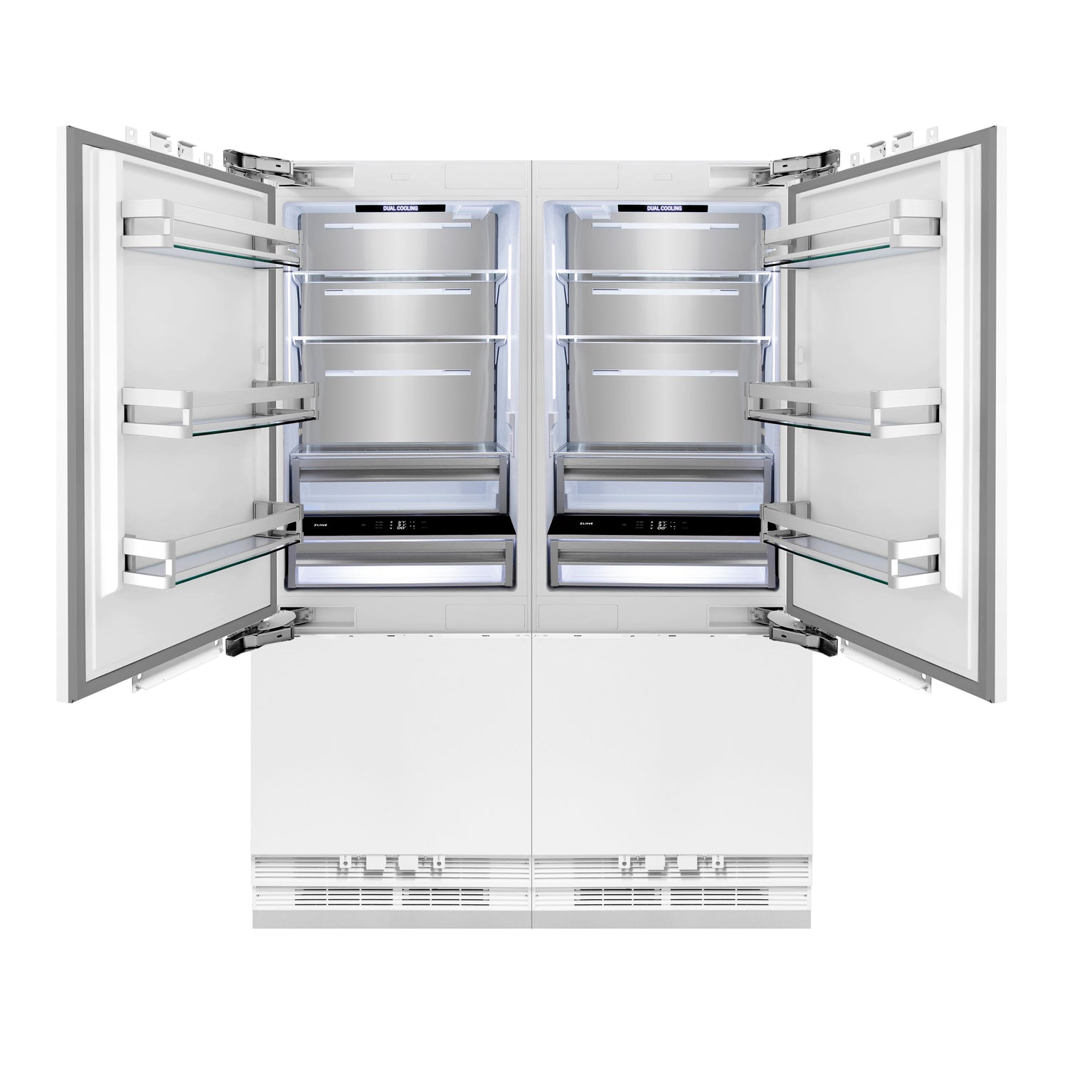 ZLINE 60 in. 32.2 cu. ft. Panel Ready French Door Built-In Bottom Freezer Refrigerator with Water Dispensers and Ice Makers (RBIV-60)